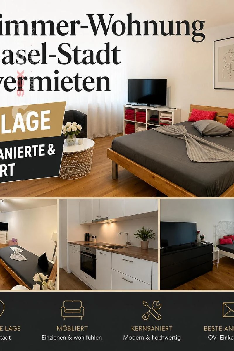 2-Zimmer-Wohnung BS Kernsaniert & m&ouml;bliert Basel, Basel, Schweiz